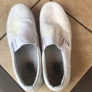 White Slip On Vans